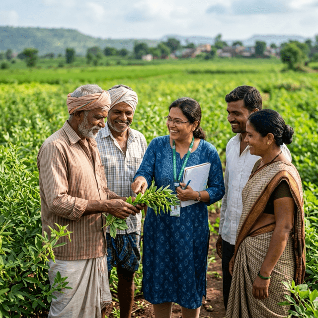 Agricultural expert interacting with farmers